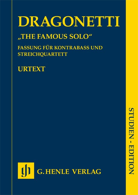 Dragonetti - The Famous Solo - Double Bass/String Quartet Study Score Henle HN7198