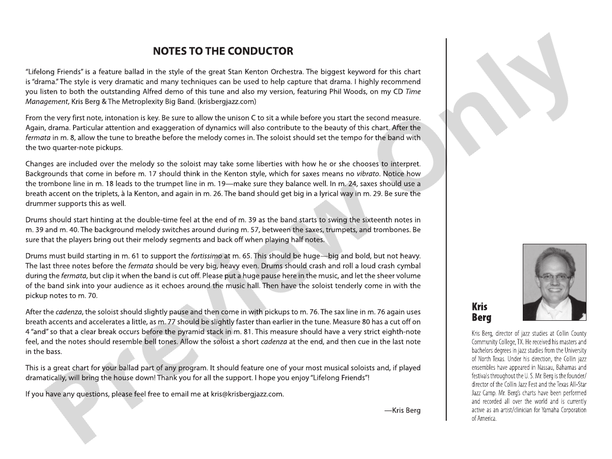 Lifelong Friends - Jazz Ensemble Conductor Score & Parts(Digital Download)