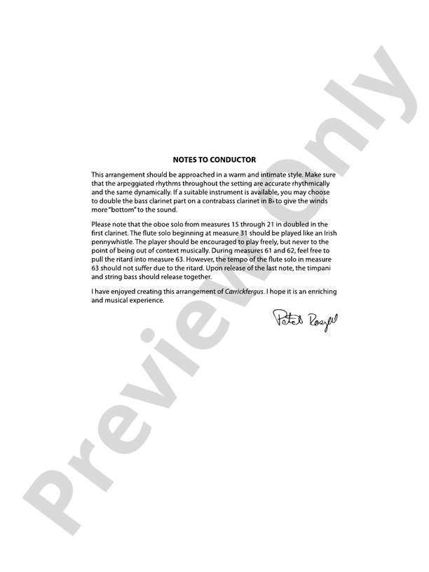 Carrickfergus - Concert Band Conductor Score & Parts (Digital Download)