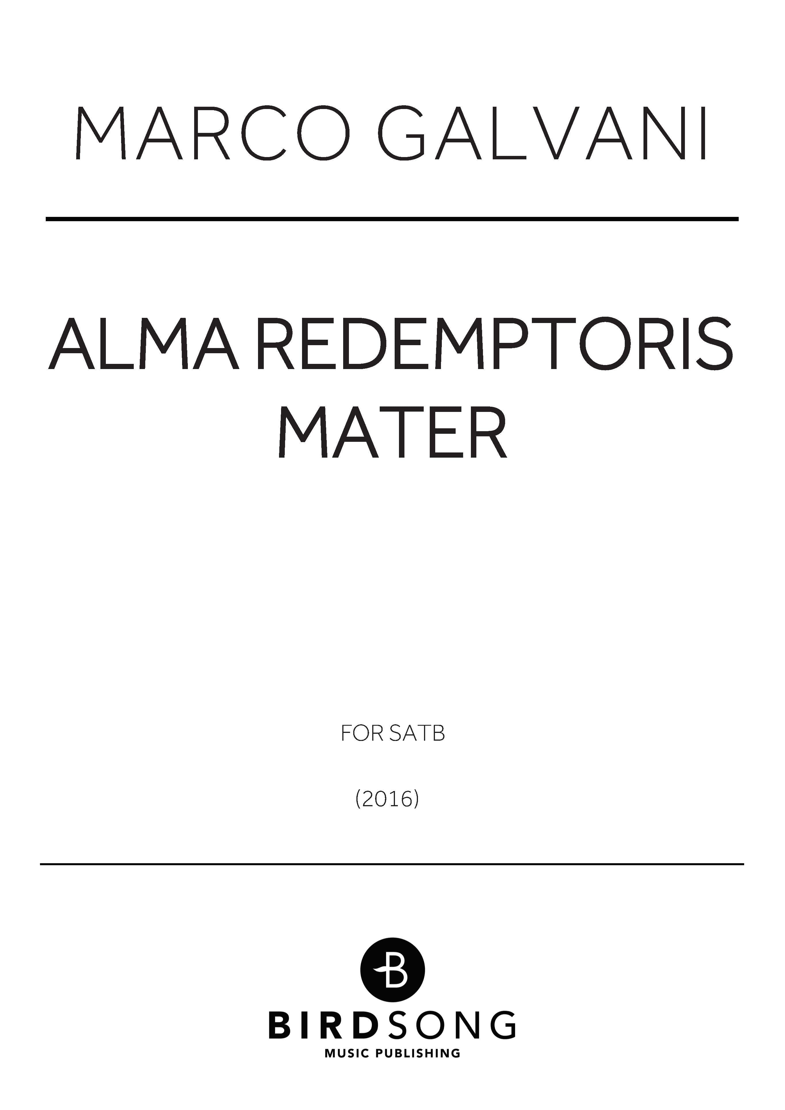 Alma Redemptoris Mater (2018) - SATB Chorus (Digital Download)