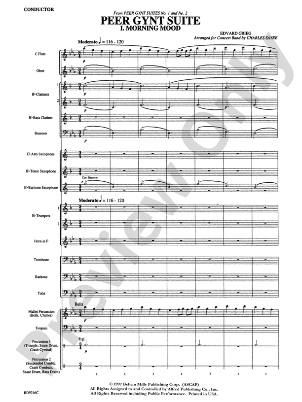 Peer Gynt Suite - Concert Band Conductor Score & Parts (Digital Download)