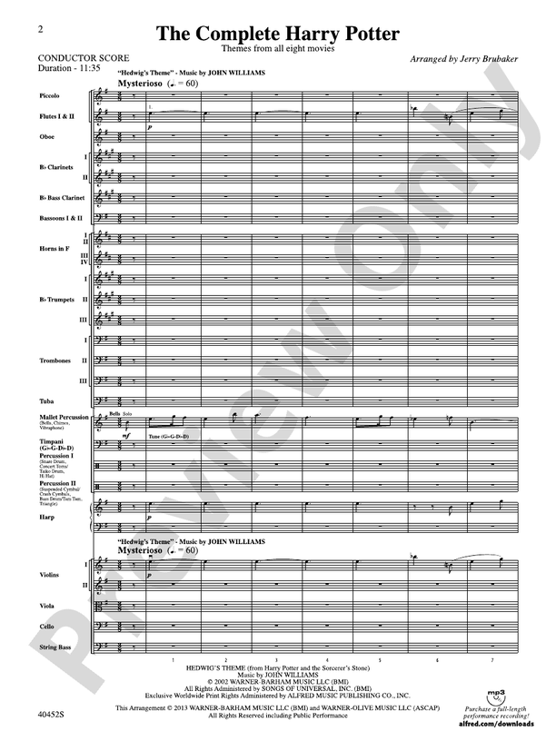 The Complete Harry Potter – Full Orchestra Conductor Score & Parts (Digital Download)
