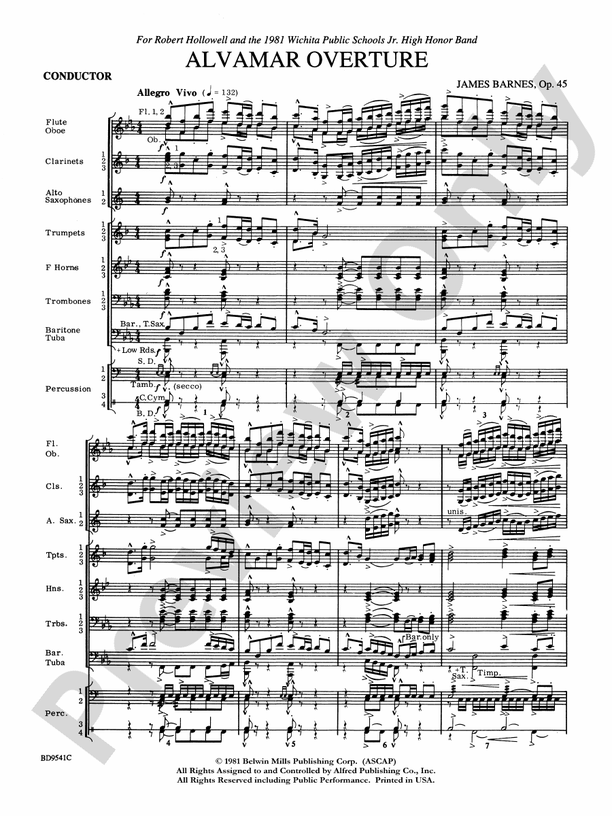 Alvamar Overture - Concert Band Conductor Score & Parts (Digital Download)