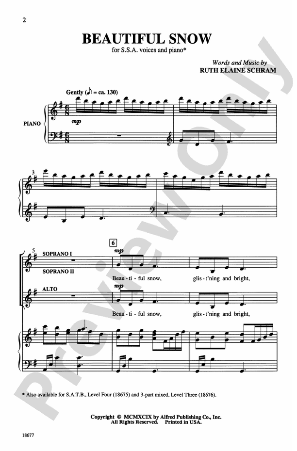 Beautiful Snow – SSA Choral Octavo (Digital Download)