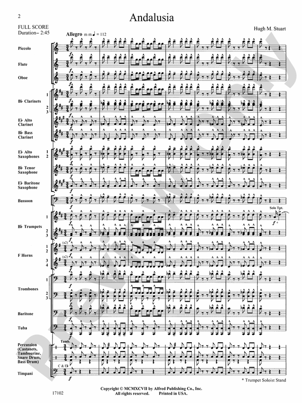 Andalusia (Hugh Stuart) - Concert Band Conductor Score & Parts (Digital Download)