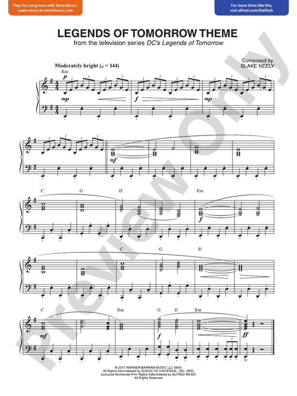 Legends of Tomorrow Theme (From the Television Series DC's Legends of Tomorrow) - Piano (Digital Download)