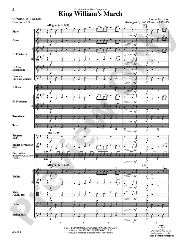 King William's March – Full Orchestra Conductor Score & Parts (Digital Download)
