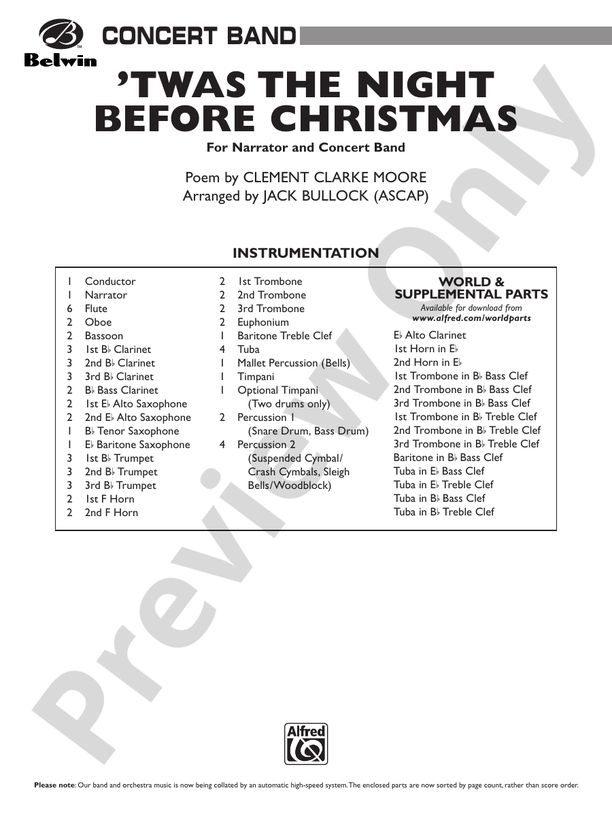 T'was the Night Before Christmas - Concert Band Conductor Score & Parts (Digital Download)