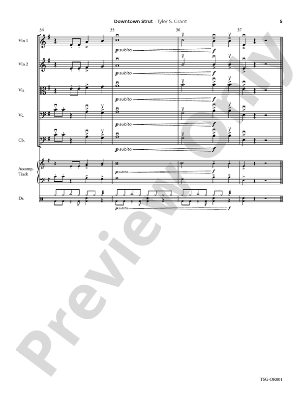 Downtown Strut - String Orchestra Conductor Score & Parts (Digital Download)