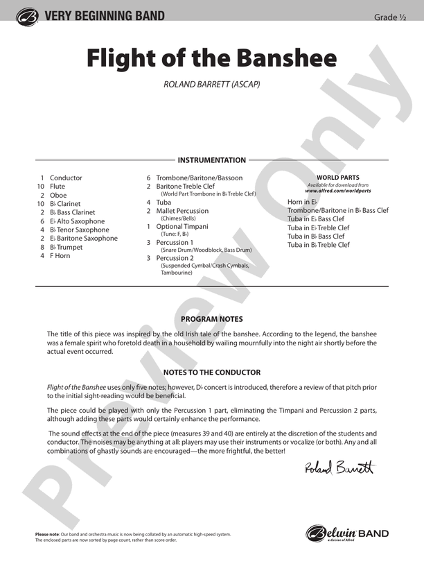Flight of the Banshee - Concert Band Conductor Score & Parts (Digital Download)