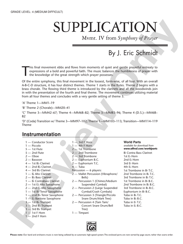Supplication - Concert Band Conductor Score & Parts (Digital Download)
