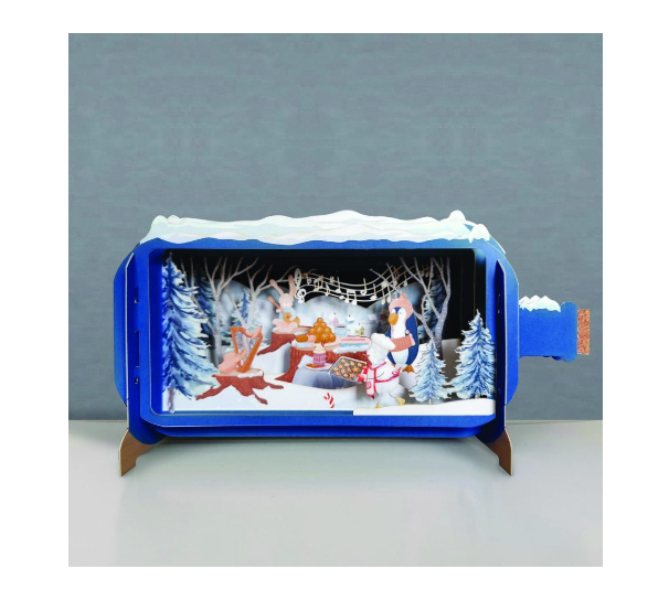 Greeting Card Message in a Bottle Christmas Scene Animals Playing Instruments