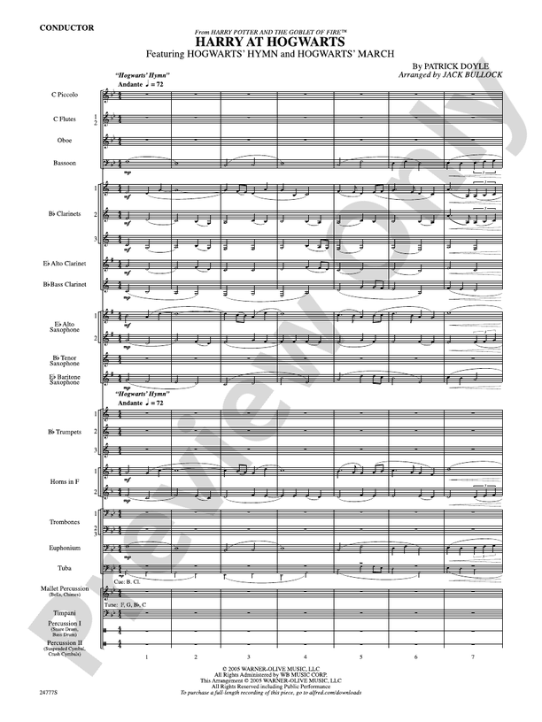 Harry at Hogwarts (from Harry Potter and the Goblet of Fire) - Concert Band Conductor Score & Parts (Digital Download)