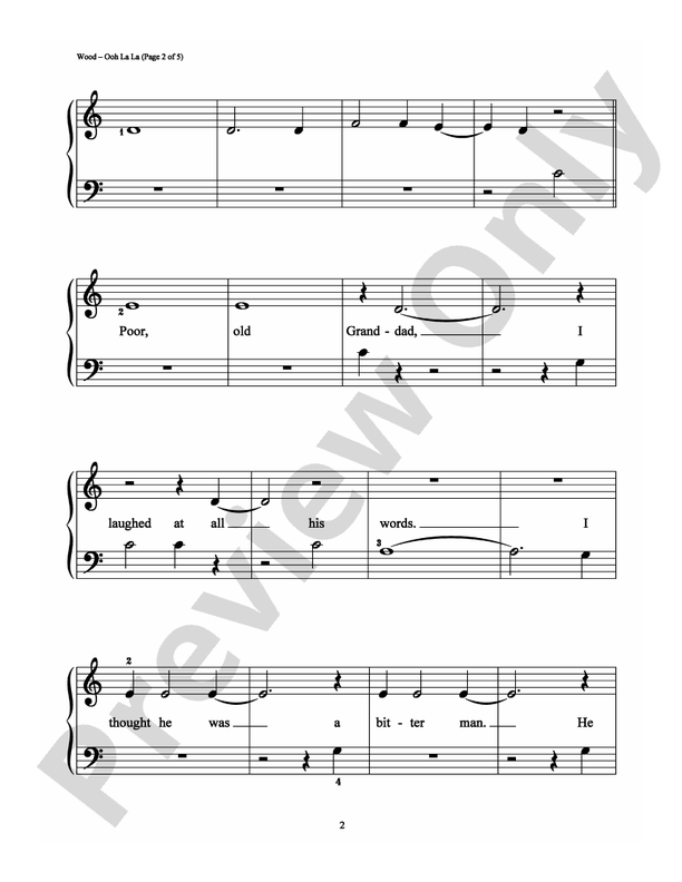 Ooh La La - Arr. Richard Bradley - Easy Piano (Digital Download)