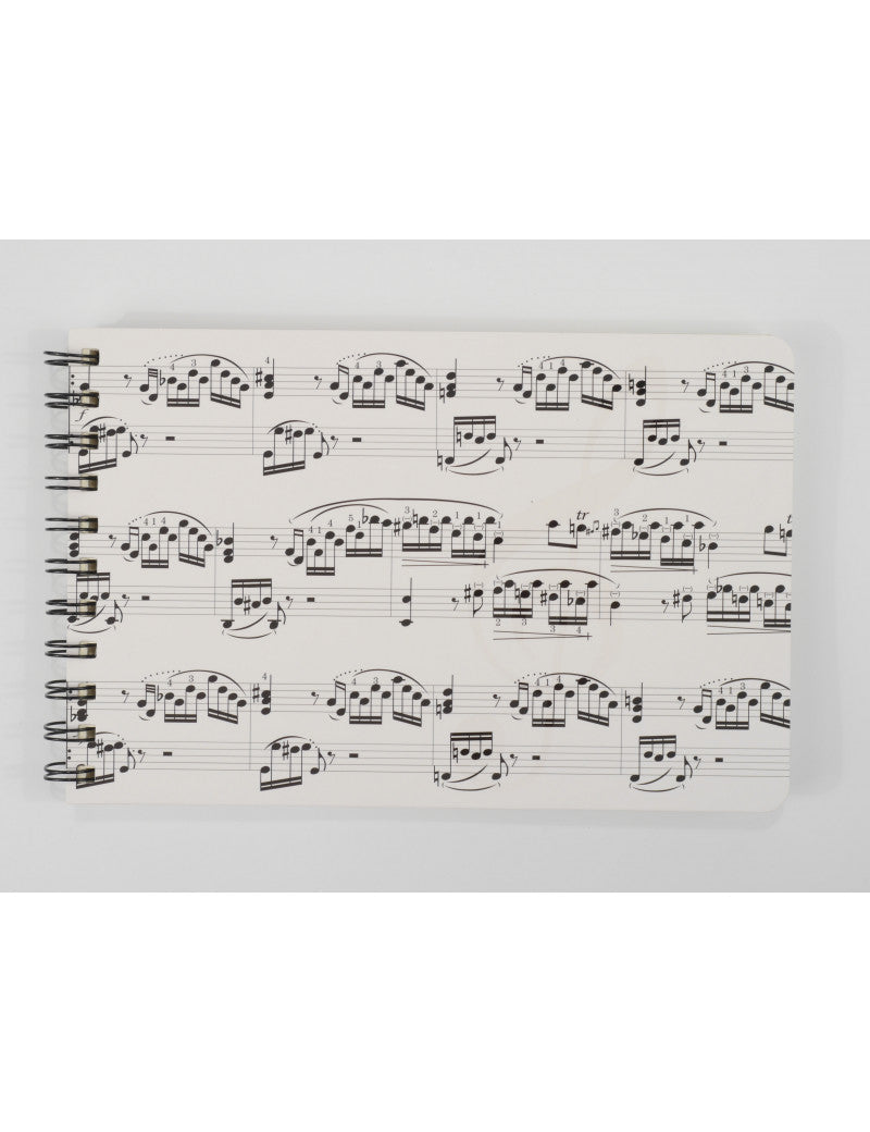 A5 Spiral Notebook White with Black Music Manuscript