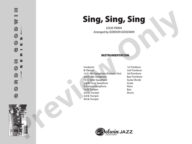 Sing, Sing, Sing (Grade 5) - Jazz Ensemble Conductor Score & Parts(Digital Download)