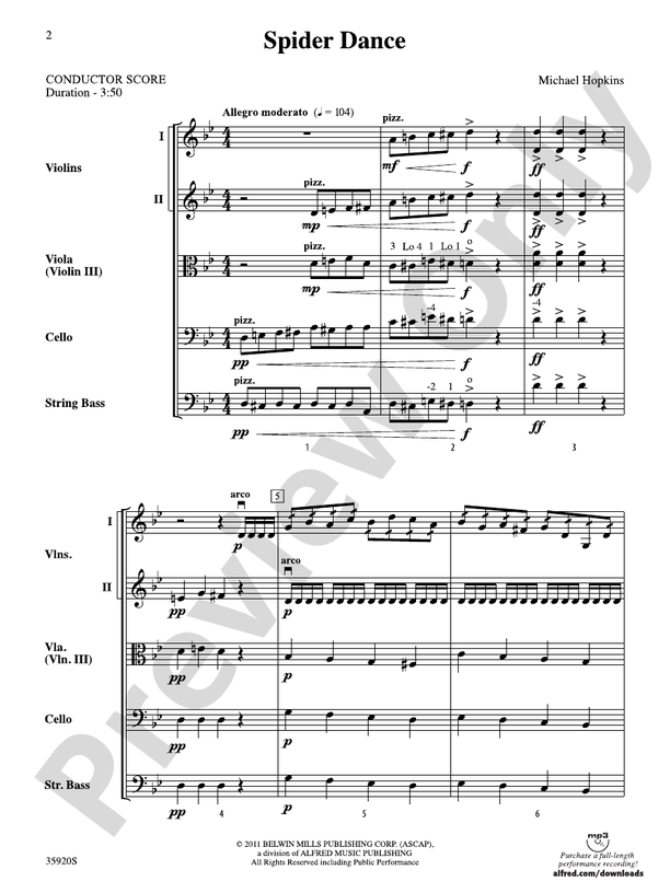 Spider Dance – String Orchestra Conductor Score & Parts (Digital Download)