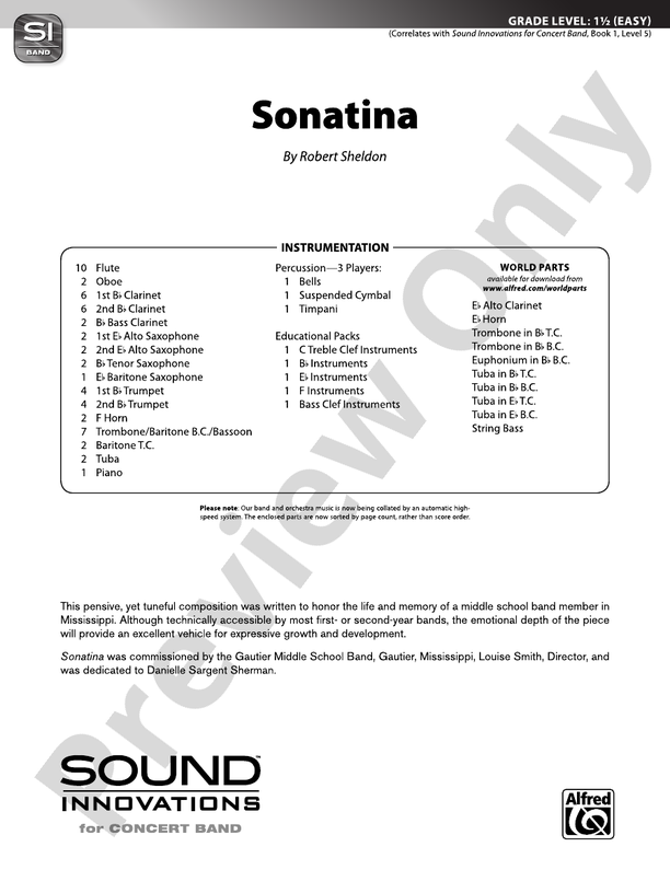 Sonatina - Concert Band Conductor Score & Parts (Digital Download)