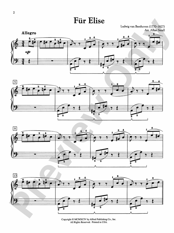 Beethoven - Fur Elise - DSM-PS-0012745 - Piano (Digital Download)
