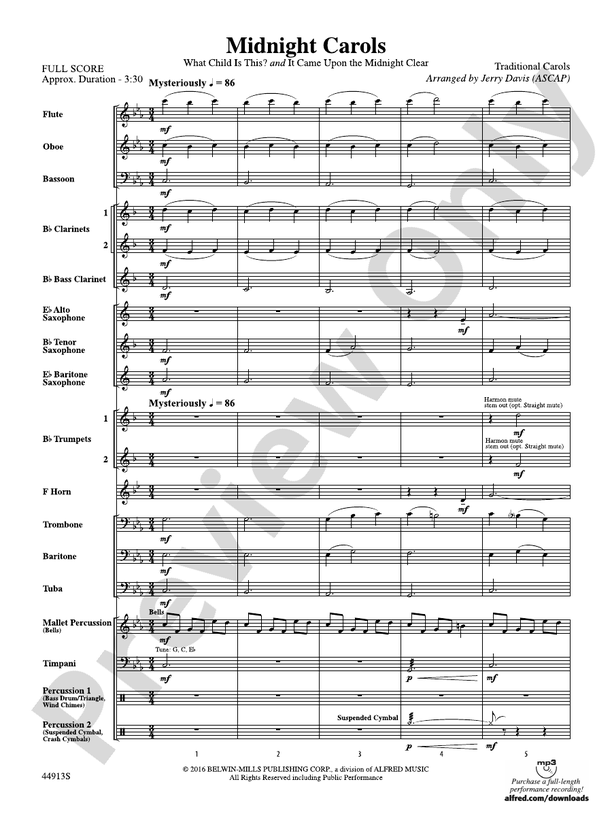 Midnight Carols - Concert Band Conductor Score & Parts (Digital Download)