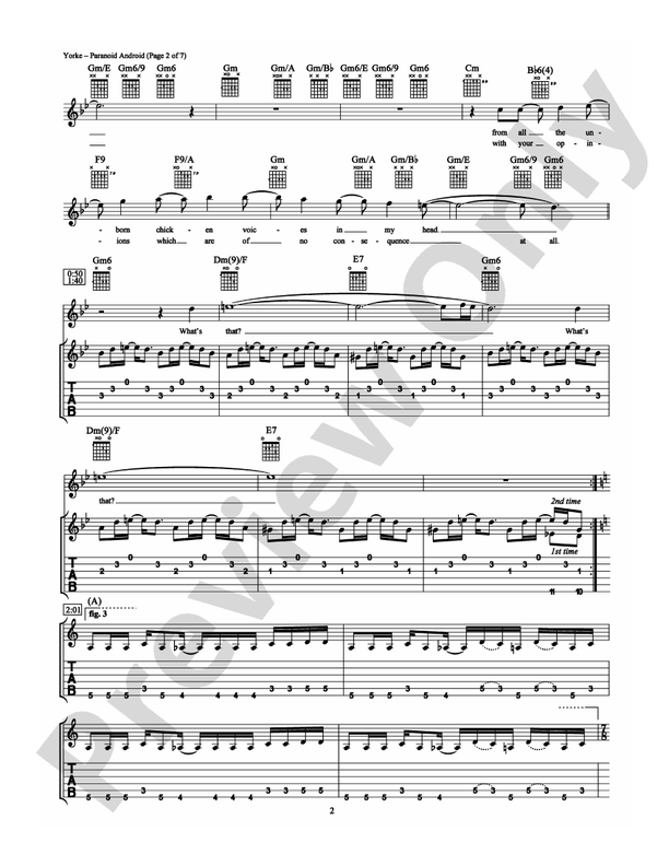Paranoid Android - Guitar TAB (Digital Download)