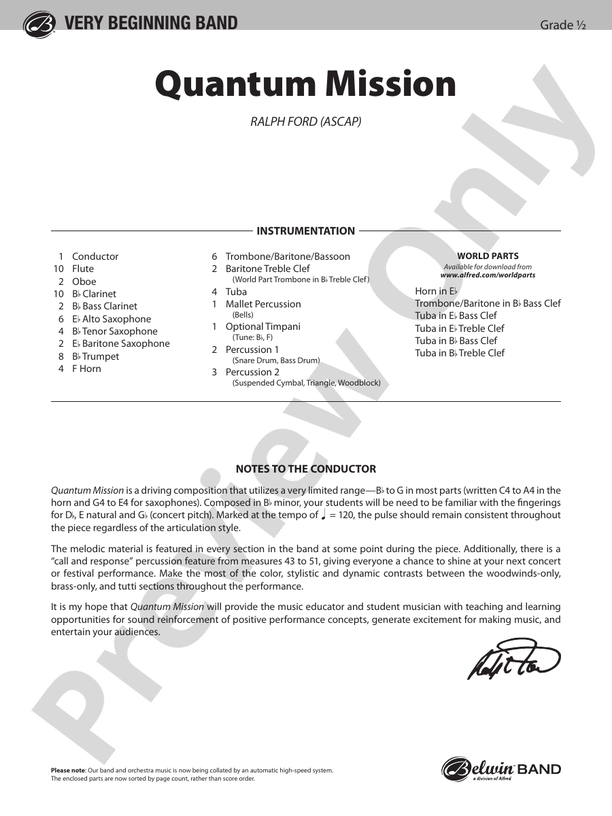 Quantum Mission - Concert Band Conductor Score & Parts (Digital Download)