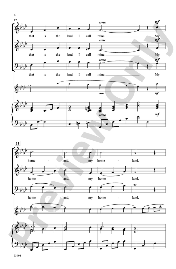 My Homeland – 3-Part Mixed Choral Octavo (Digital Download)