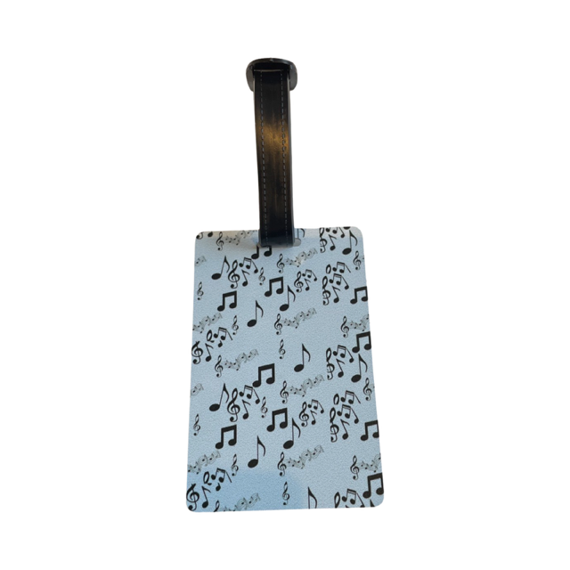 Luggage Tag Grey with Notes and Clefs