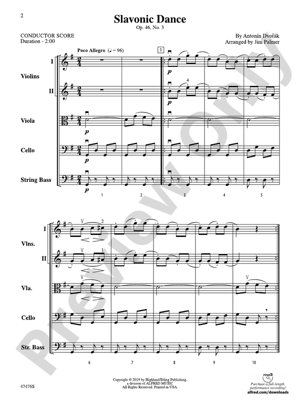 Slavonic Dance (Grade 3) - String Orchestra Conductor Score & Parts (Digital Download)