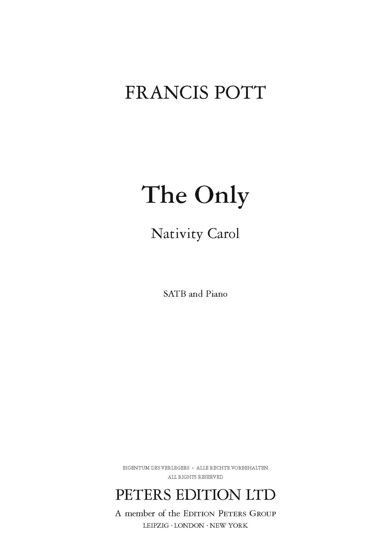 The Only - Piano/SATB Choral Octavo (Digital Download)