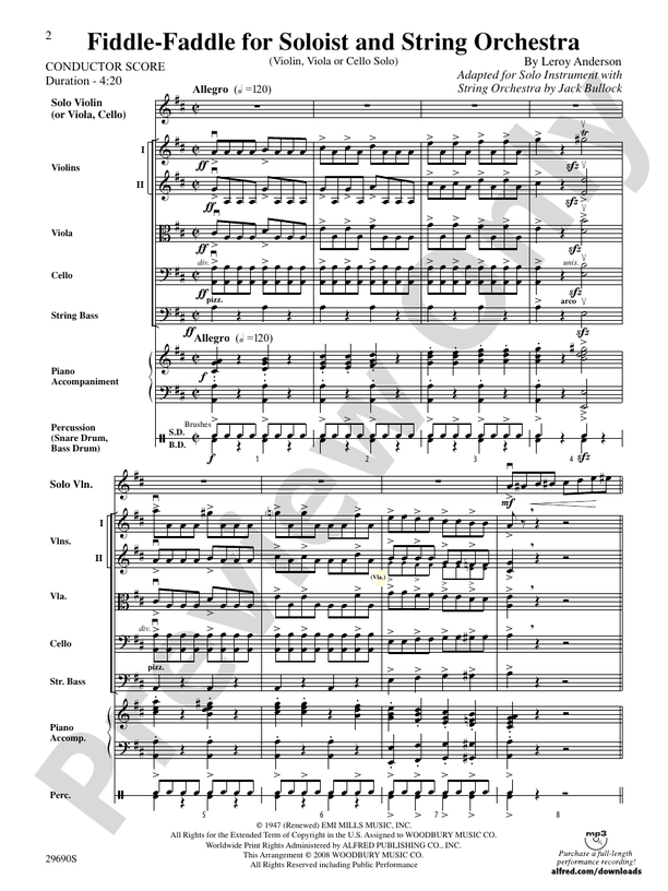 Fiddle-Faddle (for Soloist and String Orchestra) – String Orchestra Conductor Score & Parts (Digital Download)