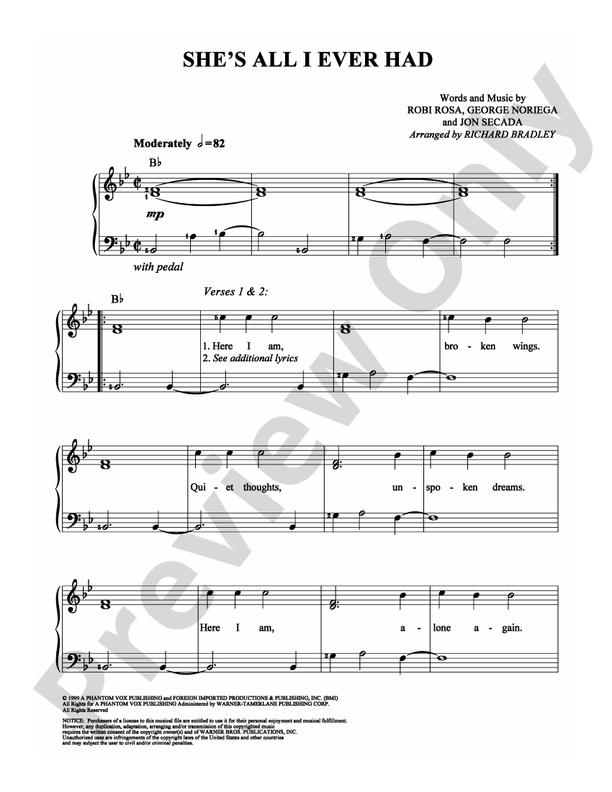 She's All I Ever Had - Arr. Richard Bradley (DSM-PS-0006363) - Easy Piano (Digital Download)