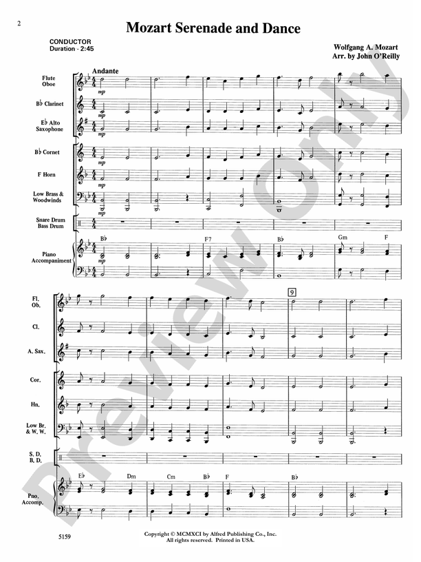 Mozart Serenade and Dance - Concert Band Conductor Score & Parts (Digital Download)