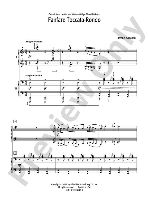 Fanfare Toccata-Rondo - 2 Pianos, 4 Hands (Digital Download)