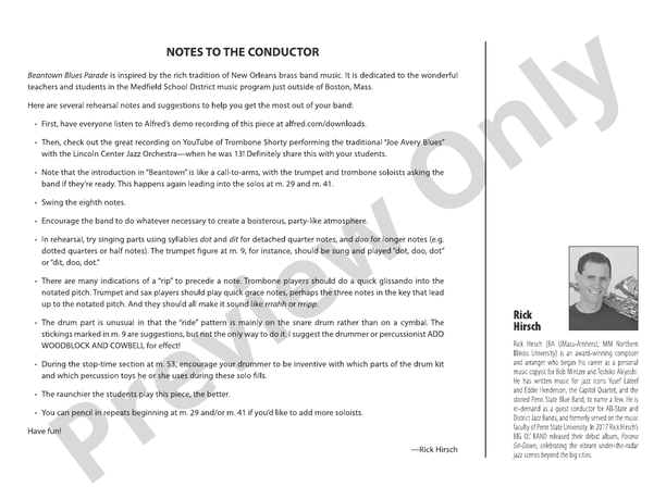 Beantown Blues Parade – Jazz Ensemble Conductor Score & Parts (Digital Download)