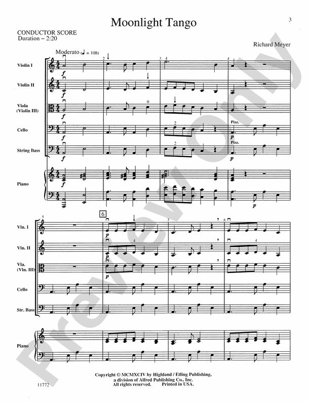 Moonlight Tango – String Orchestra Conductor Score & Parts (Digital Download)