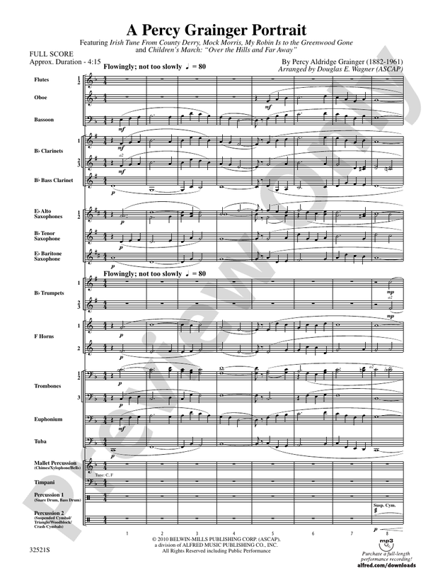 A Percy Grainger Portrait - Concert Band Conductor Score & Parts (Digital Download)