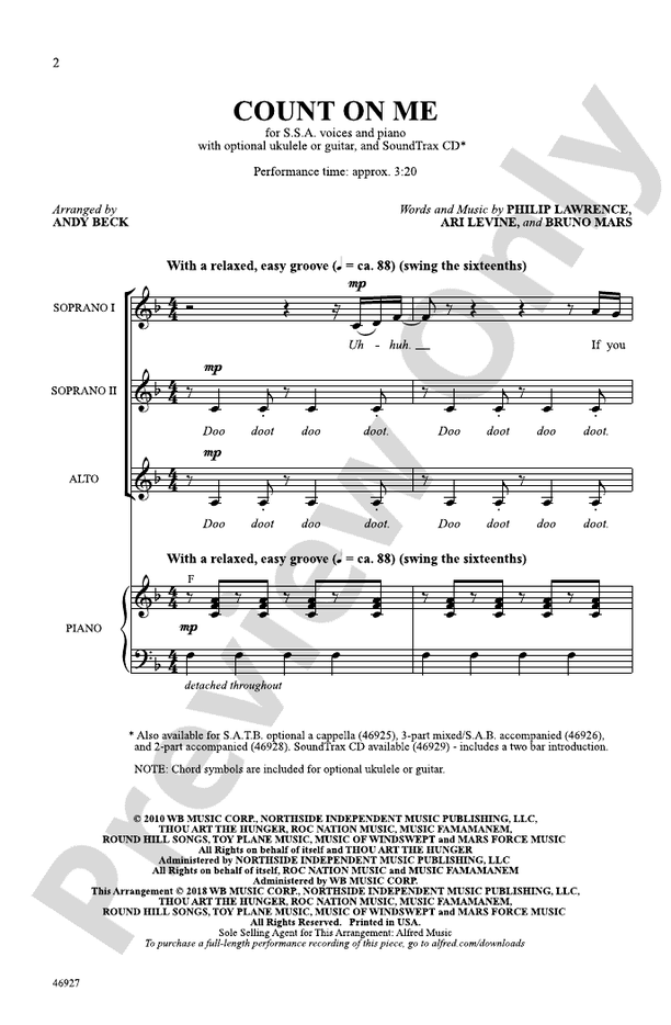 Count on Me – SSA Choral Octavo (Digital Download)