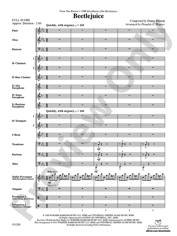 Beetlejuice - Concert Band Conductor Score & Parts (Digital Download)