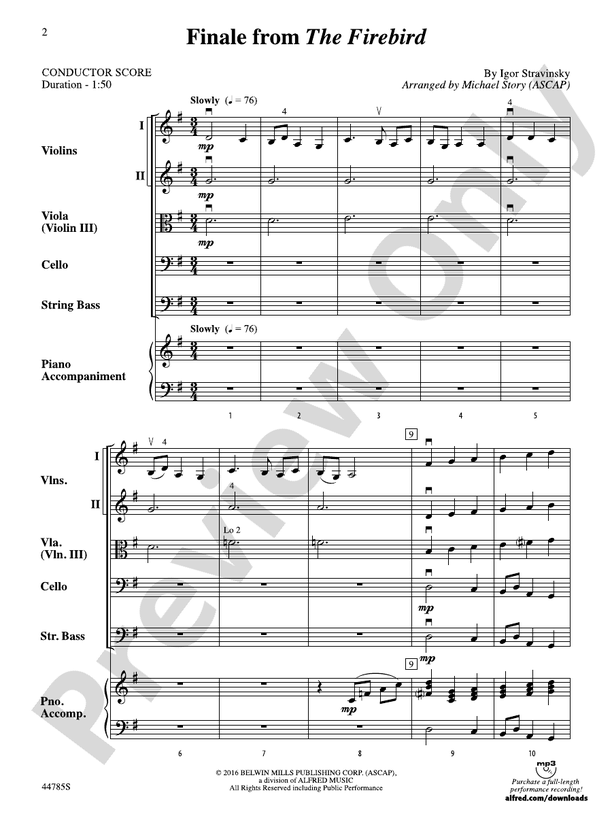Finale from The Firebird - String Orchestra Conductor Score & Parts (Digital Download)