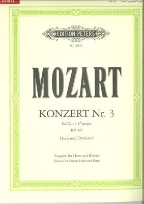 Mozart - Concerto #3 K447 - Horn/Piano Accompaniment Peters EP8922