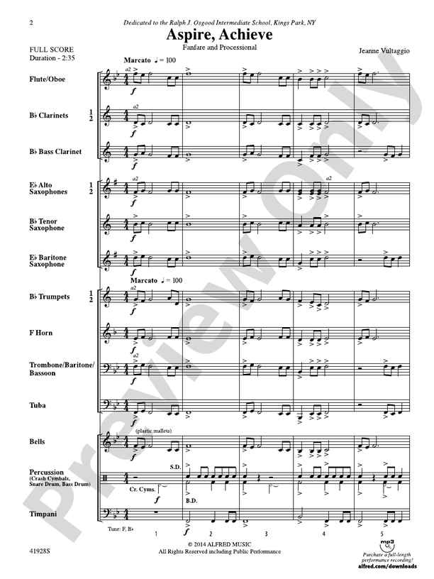 Aspire, Achieve - Concert Band Conductor Score & Parts (Digital Download)