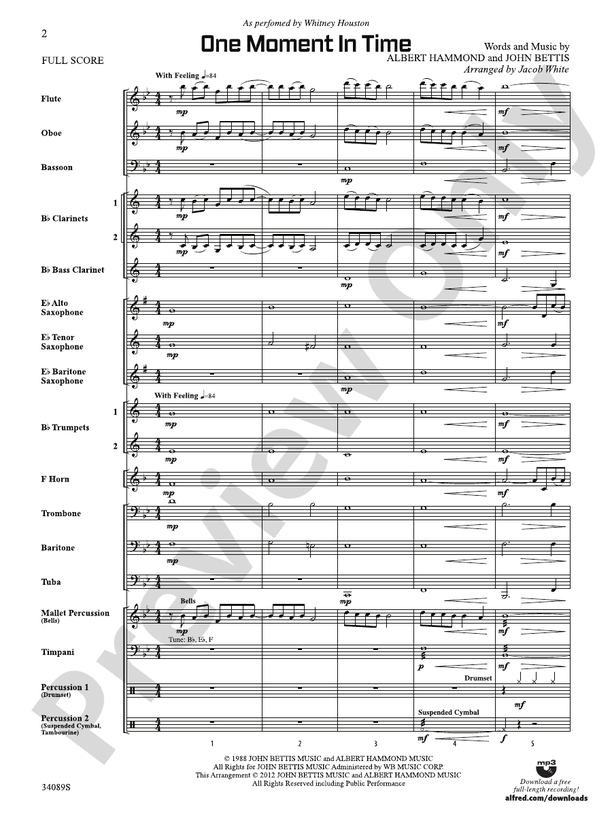 One Moment in Time - Concert Band Conductor Score & Parts (Digital Download)