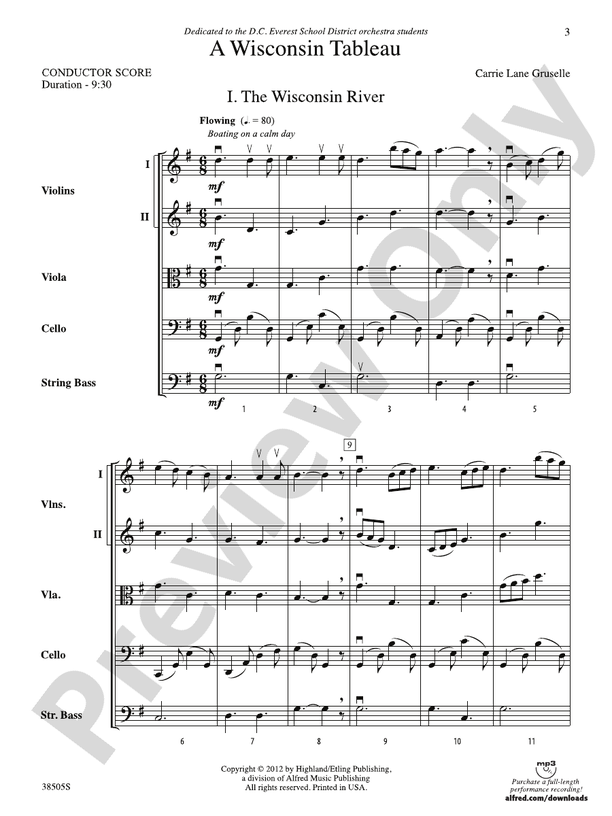 A Wisconsin Tableau – String Orchestra Conductor Score & Parts (Digital Download)