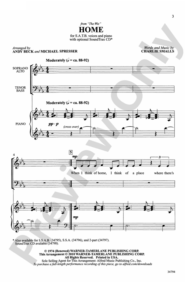 Home (from The Wiz) – SATB Choral Octavo (Digital Download)