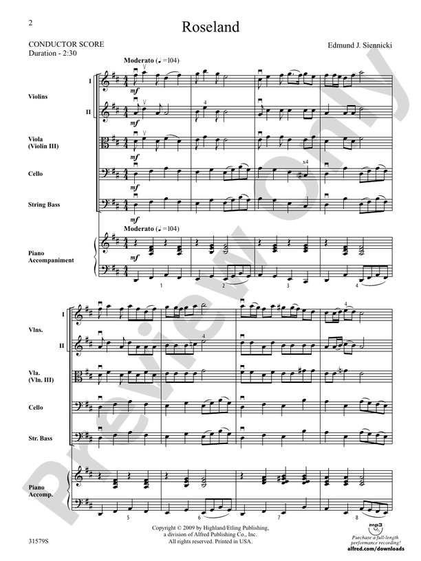Roseland – String Orchestra Conductor Score & Parts (Digital Download)