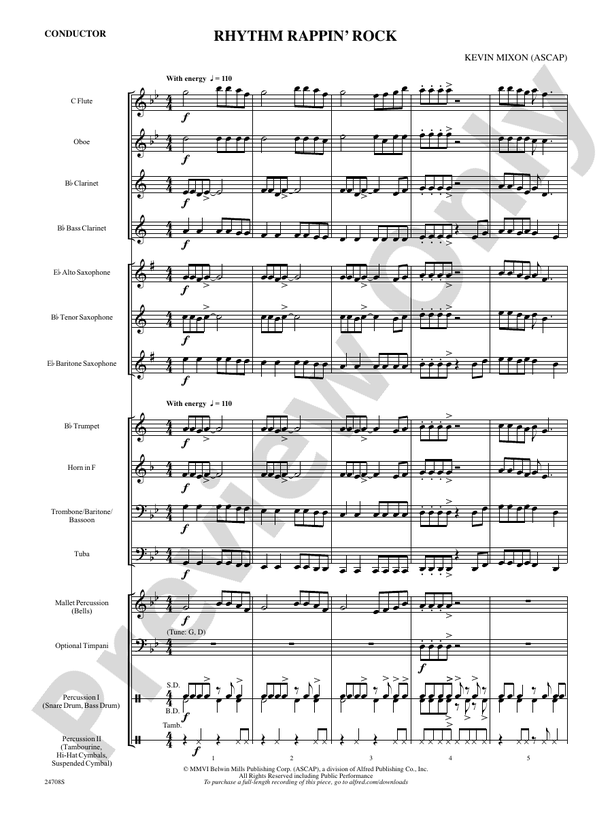 Rhythm Rappin' Rock - Concert Band Conductor Score & Parts (Digital Download)