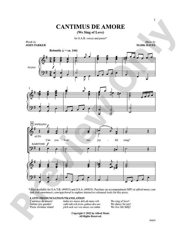 Cantimus de Amore - SAB Choral Octavo (Digital Download)