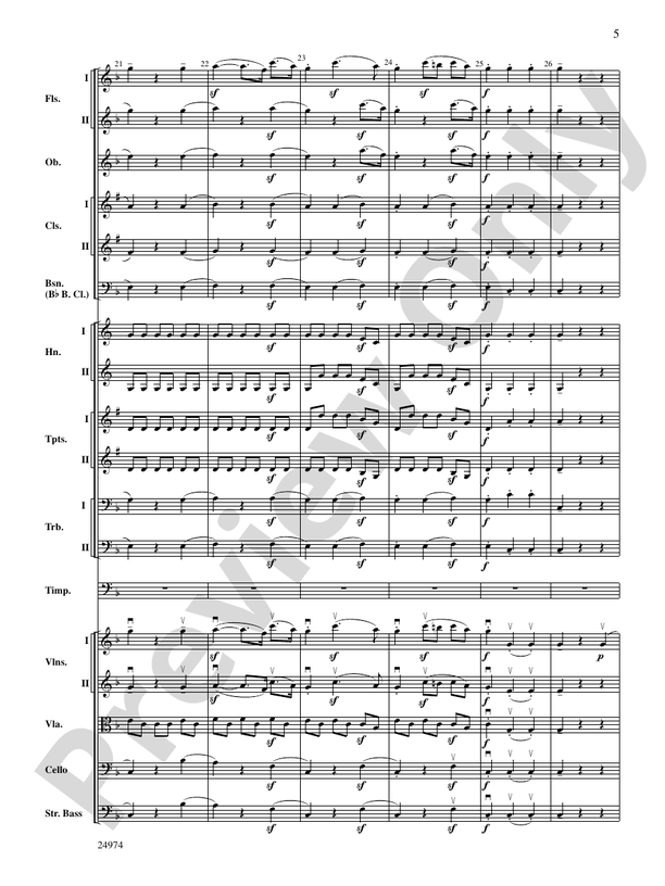 Beethoven's First Symphony, Second Movement – Full Orchestra Conductor Score & Parts (Digital Download)