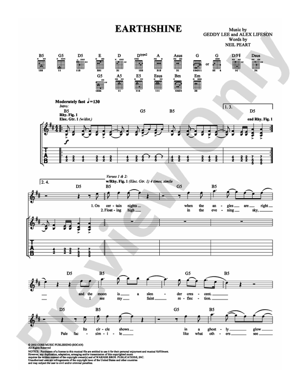 Earthshine - Guitar TAB (Digital Download)